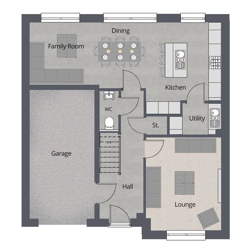 The Kensington Floorplan Ground Floor With Furniture